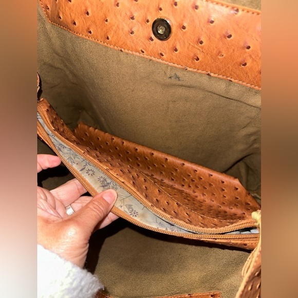 Vintage Synthetic Leather Tote Bag Light Brown - Picture 6 of 15